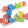 thumbnail image 1 of Juego de madera para niños con forma de cinco columnas, bloques a juego, juego de rompecabezas geométrico, ayuda didáctica, juego de columnas, 1 of 5