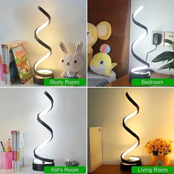 ZEIDO Modern Spiral Table Lamp, Dimmable Table Lamps for Bedroom, 12W LED Desk Lamps for Living Room, 3 Colors 10 Brightness Bedside Lamps Nightstand Lamp Desk Light for Nightstand, Office - Black