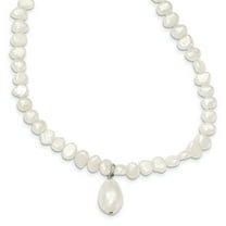 Primal Silver Sterling Silver Freshwater Cultured Pearl Drop 18-inch Necklace