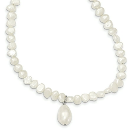 Primal Silver Sterling Silver Freshwater Cultured Pearl Drop 18-inch Necklace