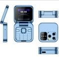 thumbnail image 4 of 2024 Mini Flip Cell Phone Unlocked 2G with Dual SIM Small Display Senior Friendly Mobile Large Buttons High Volume Blue Plastic, 4 of 6