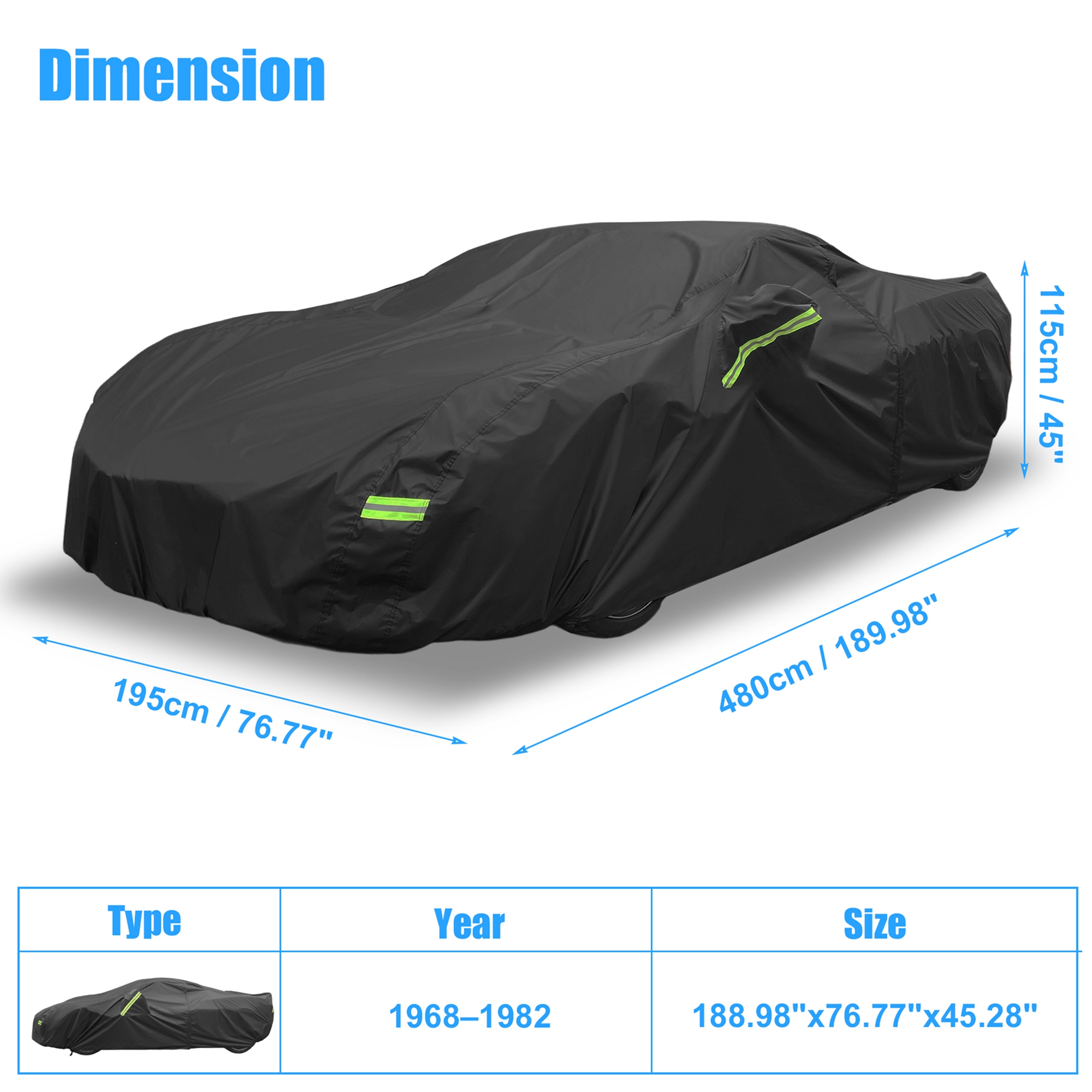 Unique Bargains 210Dpu Waterproof Car Cover Black ["for Chevrolet Corvette C8 2020-2022"]