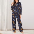 thumbnail image 2 of Honeii Galaxy Print Women's Pajama Sets Long Sleeve Button Down Sleepwear Nightwear Soft Pjs Lounge Sets 2PCS-Small, 2 of 7
