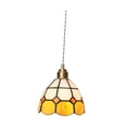 thumbnail image 4 of perfeclan Pendant Lamp Stained Glass Fixture Hanging Light for Cafe Kitchen Ceiling Ornament Orange white plaid, 4 of 9