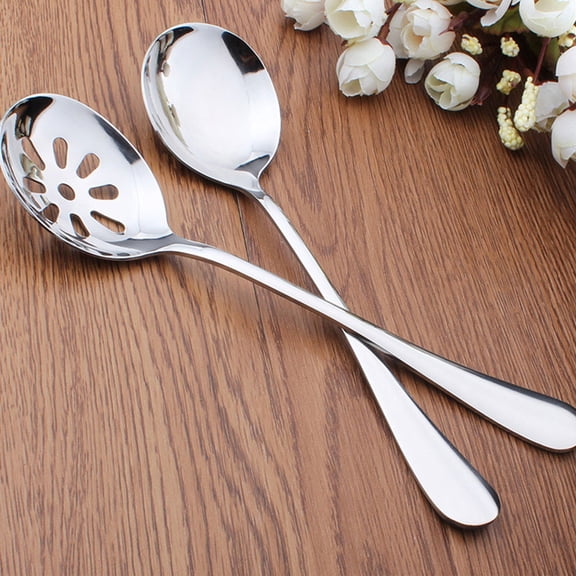 ELAYARD 6Pcs Portable Stainless Steel Slotted Spoons Smooth Surface Kitchen Accessories