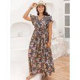 thumbnail image 5 of Women's Plus Size Ruffled Printed Cap Sleeve Dress 100% viscose Fabric for comfortable fit and drape for everyday wear, 5 of 11
