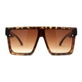 thumbnail image 4 of Mobster Flat Top Shield Horn Rimless Plastic Sunglasses Tortoise Brown, 4 of 4