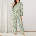 thumbnail image 2 of Saiise Green Rabbit Print Women Soft Pajama Sets,Long Sleeve Sleepwear Button Up 2-Piece Pjs Lounge Sets-X-Large, 2 of 7