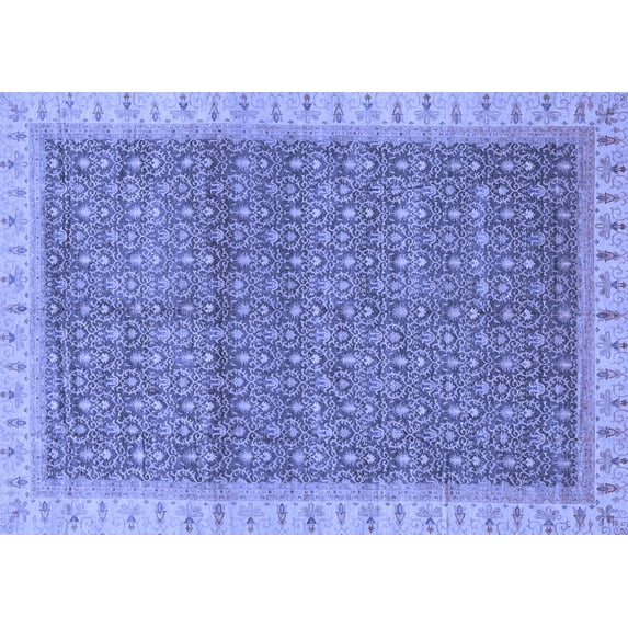 Ahgly Company Machine Washable Indoor Rectangle Abstract Blue Modern Area Rugs, 2' x 5'