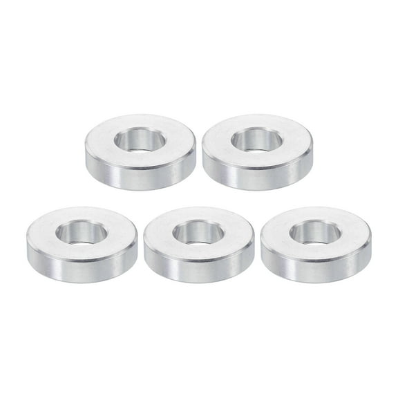 M10 Aluminum Spacers, 5 Pcs Metal Spacer Aluminum 10.5mm ID x 24mm OD x 6mm L for 3/8" M10 Screw Bolts