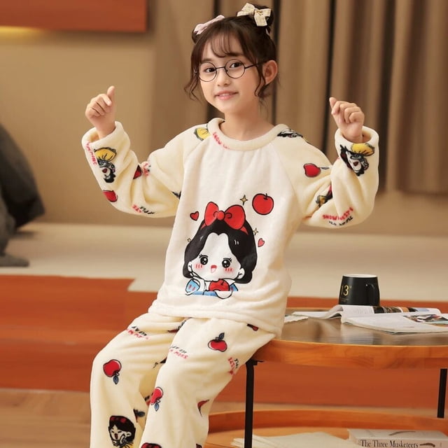 Conjuntos de Pijamas de franela gruesa para niños y niñas, ropa de dormir de lana de Coral, dibujos animados, Otoño e Invierno xuanjing unisex