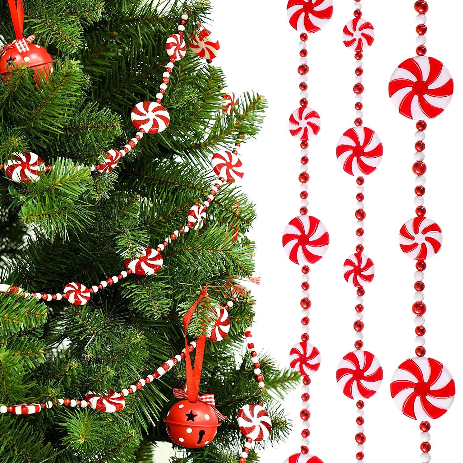 Husfou 10ft Christmas Candy Garland Peppermint Candy Garland ...