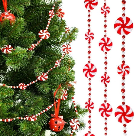 Husfou 10ft Christmas Candy Garland Peppermint Candy Garland Christmas Decorations Fake Crystal Candy Decor Christmas Tree Garland for Xmas Home Christmas Home Decor