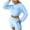 Sky Blue, variant on Lindreshi Pajama Sets for Women 2 Piece Shorts Women's Long Sleeve Solid Plush Tank Tops Set Elastic Waist Shorts