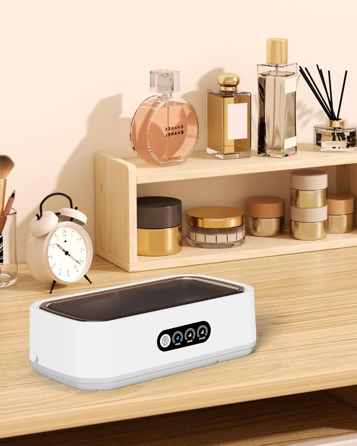 650ml Ultrasonic Jewelry Cleaner Machine with Stainless Steel Tank, 3 Timer Settings, Professional Cleaning for Eyeglasses Rings Watches Dentures Retainers and More(x)