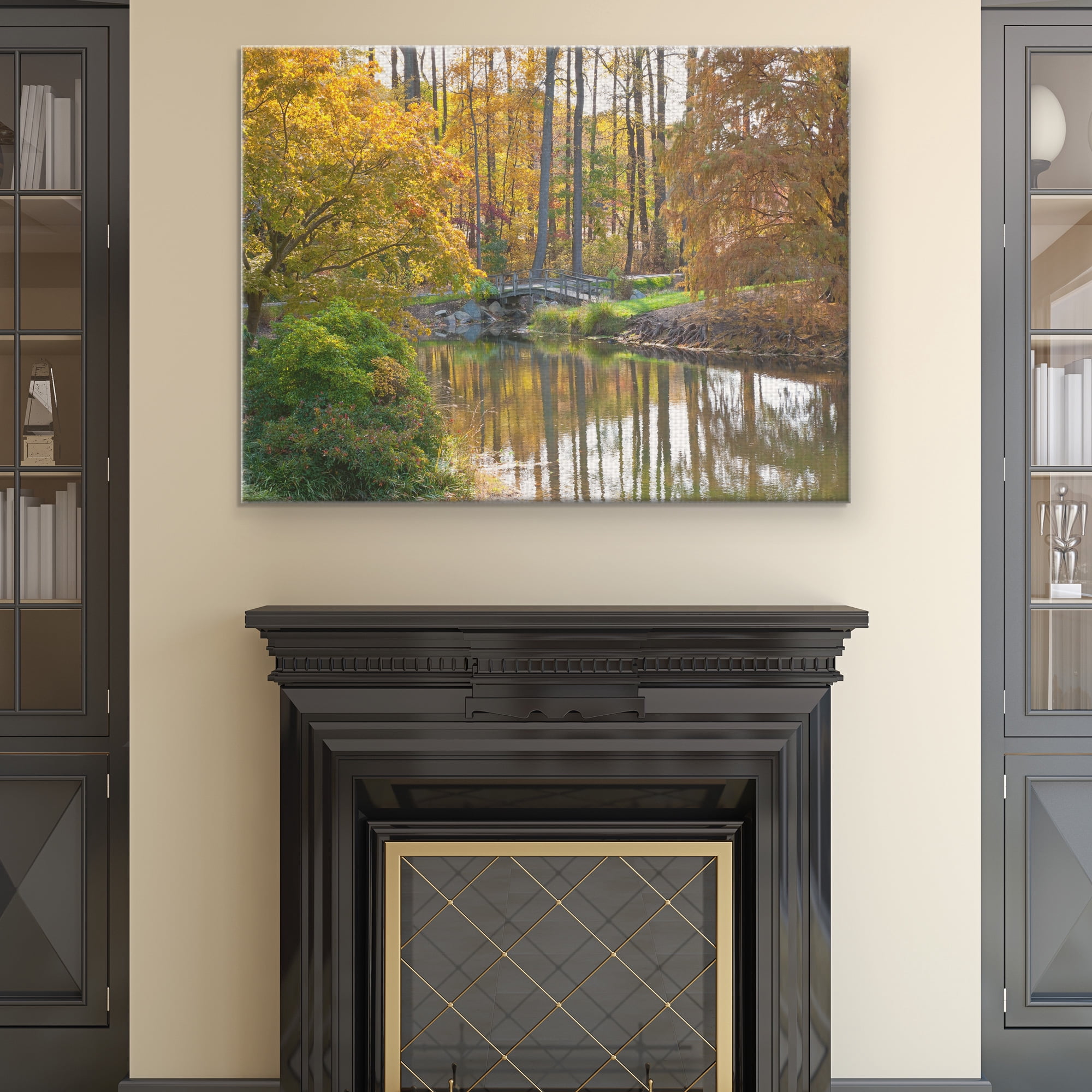 Masterpiece Art Gallery Bridge To Fall Autumn Forest By Robin Constable Hanson Canvas Art Print 30" x 40"