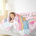 thumbnail image 4 of Feelyou Cartoon Rainbow Unicorn Bedding Comforter Set for Kids, Stars Clouds Girl Twin Comforter Sets, Psychedelic Galaxy Bedding Set, Pink, 4 of 8