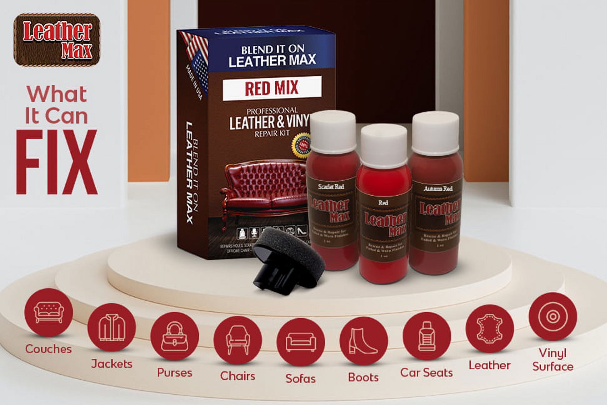Leather Repair and Refinish for Handbags / Shoes / Boots / Jackets / Leather Max (Blood Red) - image 5 of 5