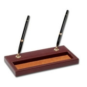 Mocha Leather Pen Stand with Gold Accents