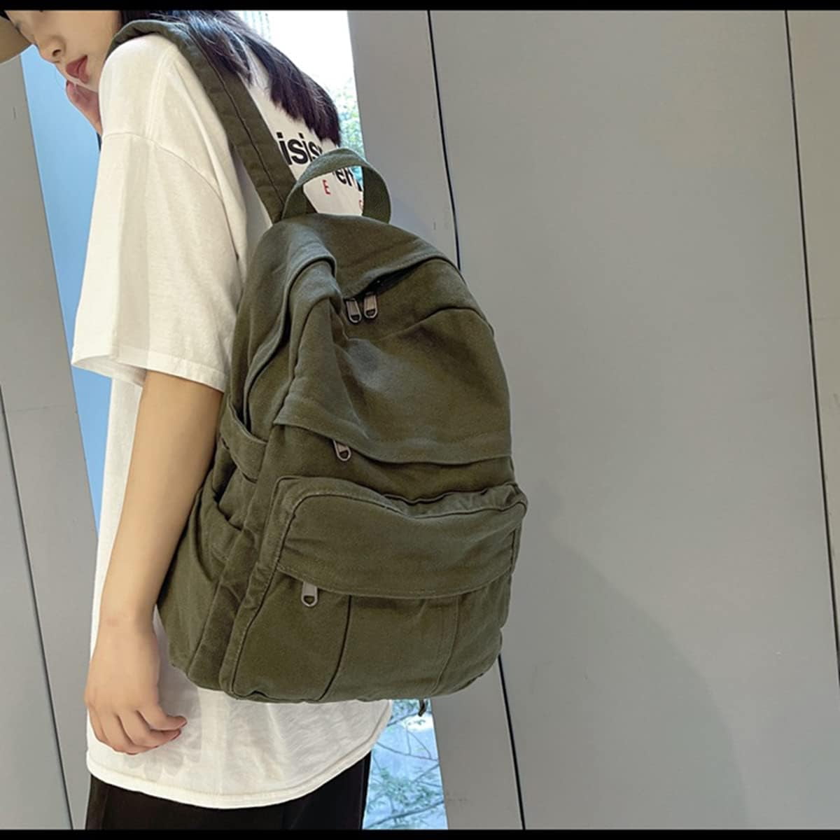 Stylish Vintage Green Canvas Laptop Backpack for Women | Travel & School Use Laptop Backpack for Women Travel Canvas Backpack for Women  main image 4