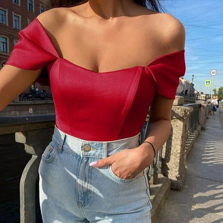 Elegant Satin Corset Top for Women Summer Sleeveless Strapless Backless Cropped Tube Tops Square Collar Club Party Y2k Clothes