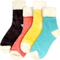 thumbnail image 5 of Women's Featherlight Cuff Cute Warm Plush Cozy Fuzzy Slipper Socks - Assortment 4C - 4prs, 5 of 7