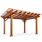 AECOJOY Outdoor Pergola 12'x10' Wood Pergola Gazebo with Durability, Stability, Structure, Snow and Wind Supported, Corrosion Resistance for Patio Deck Garden