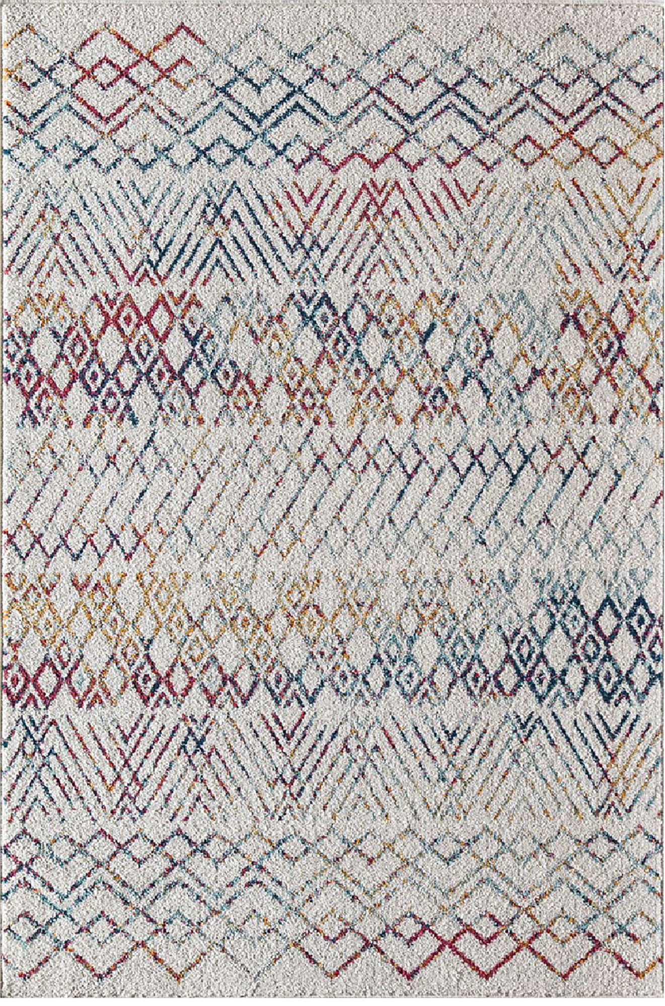 Mason Brooks Ryder KN20A Prismatic Delight Moroccan Tribal White Area Rug, 8'3"X10'0"
