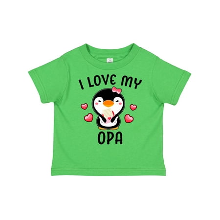 

Inktastic I Love My Opa with Cute Penguin and Hearts Gift Toddler Toddler Girl T-Shirt