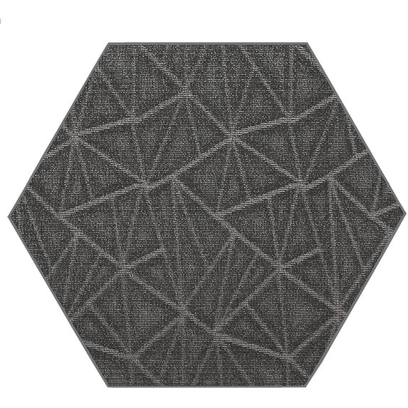 Indoor Outdoor custom size area rugs made in USA pattern Geometrical comes in Ten colors and Nine shapes rectangular,round,square,runners,oval,hexagon,octagon,half round - Grey, 6' Hexagon Area Rugs