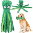 thumbnail image 1 of Squeaky Dog Interactive Play Toy,No Stuffing Octopus Dog Chew Toy with Crinkle Paper for Medium and Large Dog Playing (Green), 1 of 5