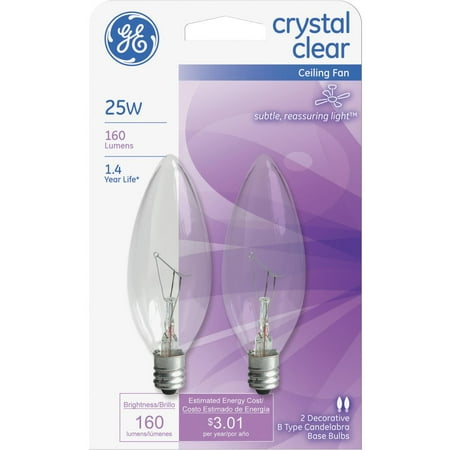 G E Lighting Blunt Tip Ceiling Fan Bulbs 2 Pack 25 Watt 81560