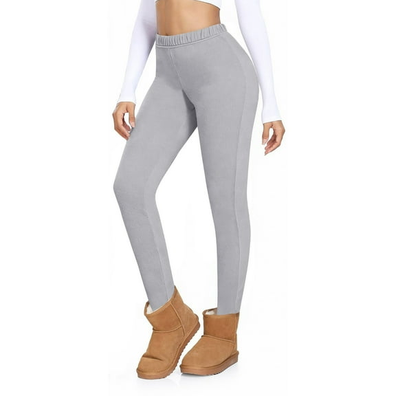 hoksml Women's Winter Thermal Leggings Fleece Lined High-Waist Comfortable Home Lounge Wear
