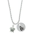 thumbnail image 1 of Delight Jewelry Silvertone Sea Turtle Silvertone Script Initial Disc - & - Charm Necklace, 20"+3", 1 of 4