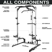 Lmdex Power Cage Power Rack with LAT Pulldown Workout Cage Dip Handles Cable Pulley SystemSquat Rack for Home Gym