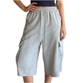thumbnail image 4 of Inleife Women's Loose Fit Cargo Capri Pants Stretch Wide Leg Casual Cropped Trousers with Pockets, 4 of 5