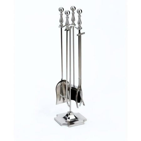 Fireplace Accessories Satin Nickel 4 Piece Tool Set With 3 Way