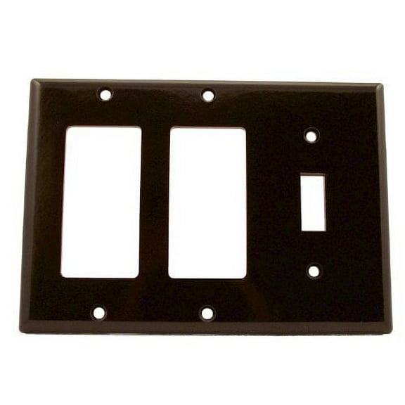 Leviton 80431 Brown Three Gang Combination One Toggle Switch Two Decora Wall Plate