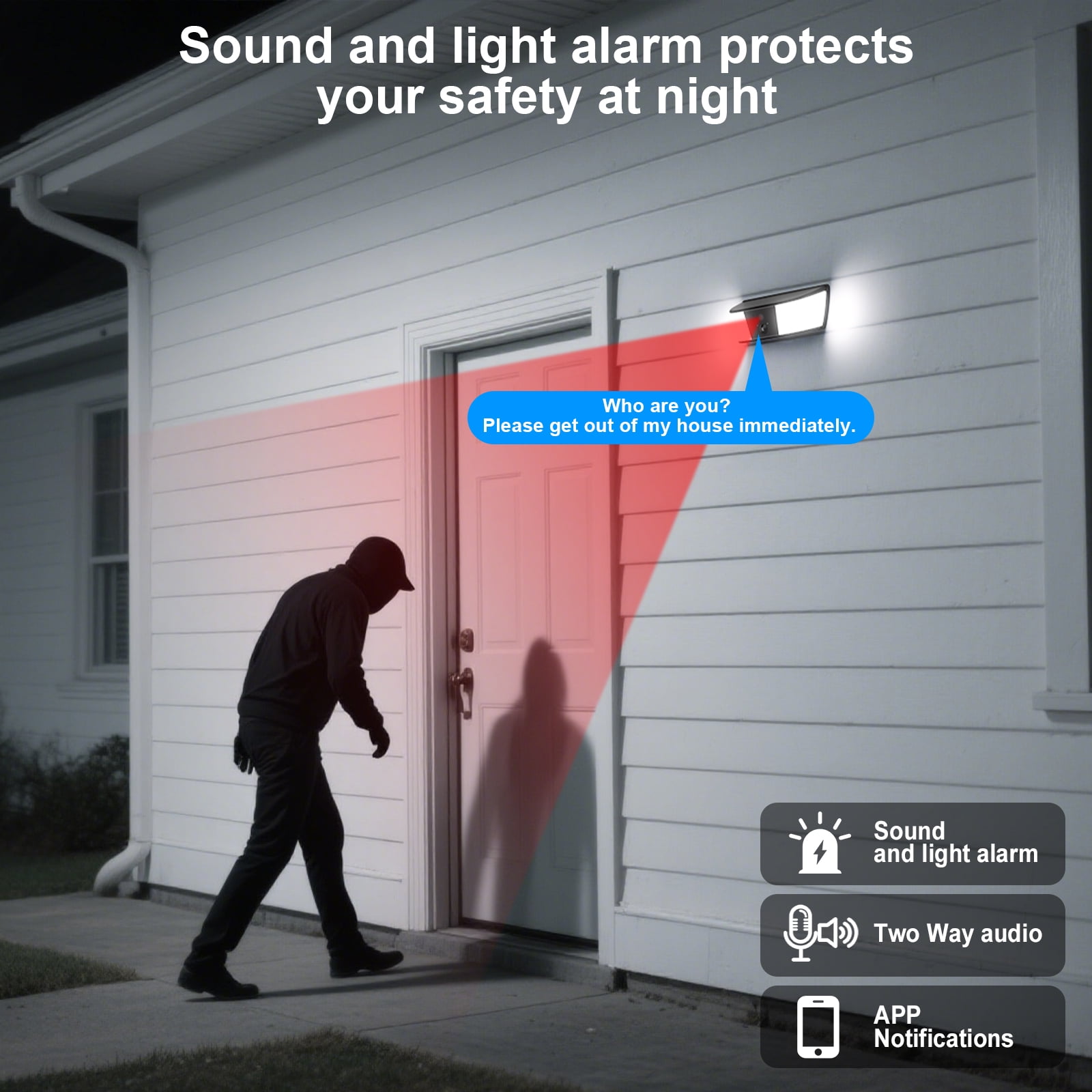 ANRAN 2K Security Camera Wireless Outdoor, Solar Wall Camera, Smart Siren, Spotlights, Color Night Vision, PIR Human Detection, Pan Tilt Control, 2-Way Talk