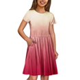 thumbnail image 3 of Girls 2025 Summer Dresses Short Sleeve Dress with Pockets Casual Summer Sundress Soft and Comfortable for Daily Wear ,Sie:130, 3 of 7