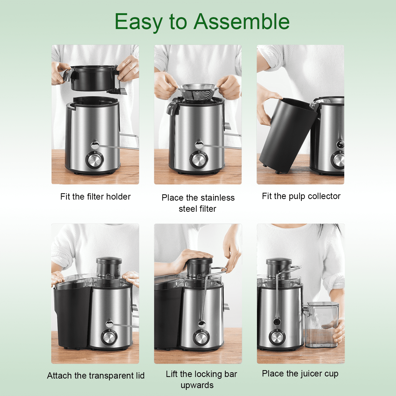 Juilist Centrifugal Juicer Machine with 3'' Wide Mouth, 2 Speeds, 400 Watts, Anti-Drip