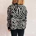 thumbnail image 4 of ZHYou Women's Round Neck Long Sleeve Printed Sweater Zipper Cardigan Jacket, 4 of 5
