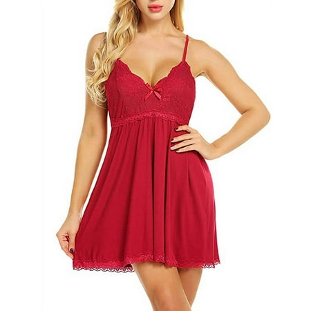 DYMADE Women s Plus Size Sexy Lace Lingerie Sleepwear Dress Babydoll Nightwear