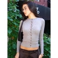 thumbnail image 4 of JULISSA MO Long Sleeve Knitted Single-breasted Buttons Cardigan Sweater Women Crew Skinny Versatile Ribbed Woolen Bottom Top, 4 of 6