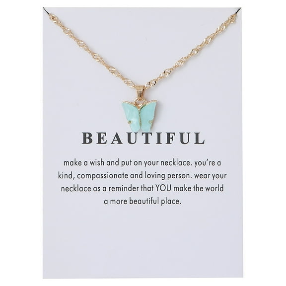 Guodhu Colorful Acrylic Butterfly Pendant Necklace Bohemian Clavicle Chain Insect Animal Necklace for Women Party Jewelry Gift