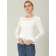 thumbnail image 4 of AllegK Top de encaje de blubordade manlarcon soplo semitransparente vintage pamujer blanco M, 4 of 6