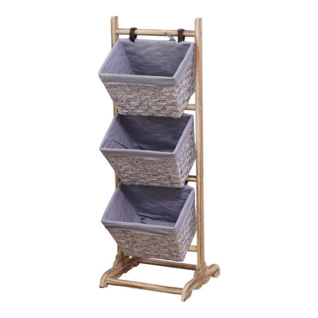 Cesta de almacenamiento de madera estupendo estante de piso Stand Rústico estantería de estantería de estantería de estantería de estantería para el Estilo a