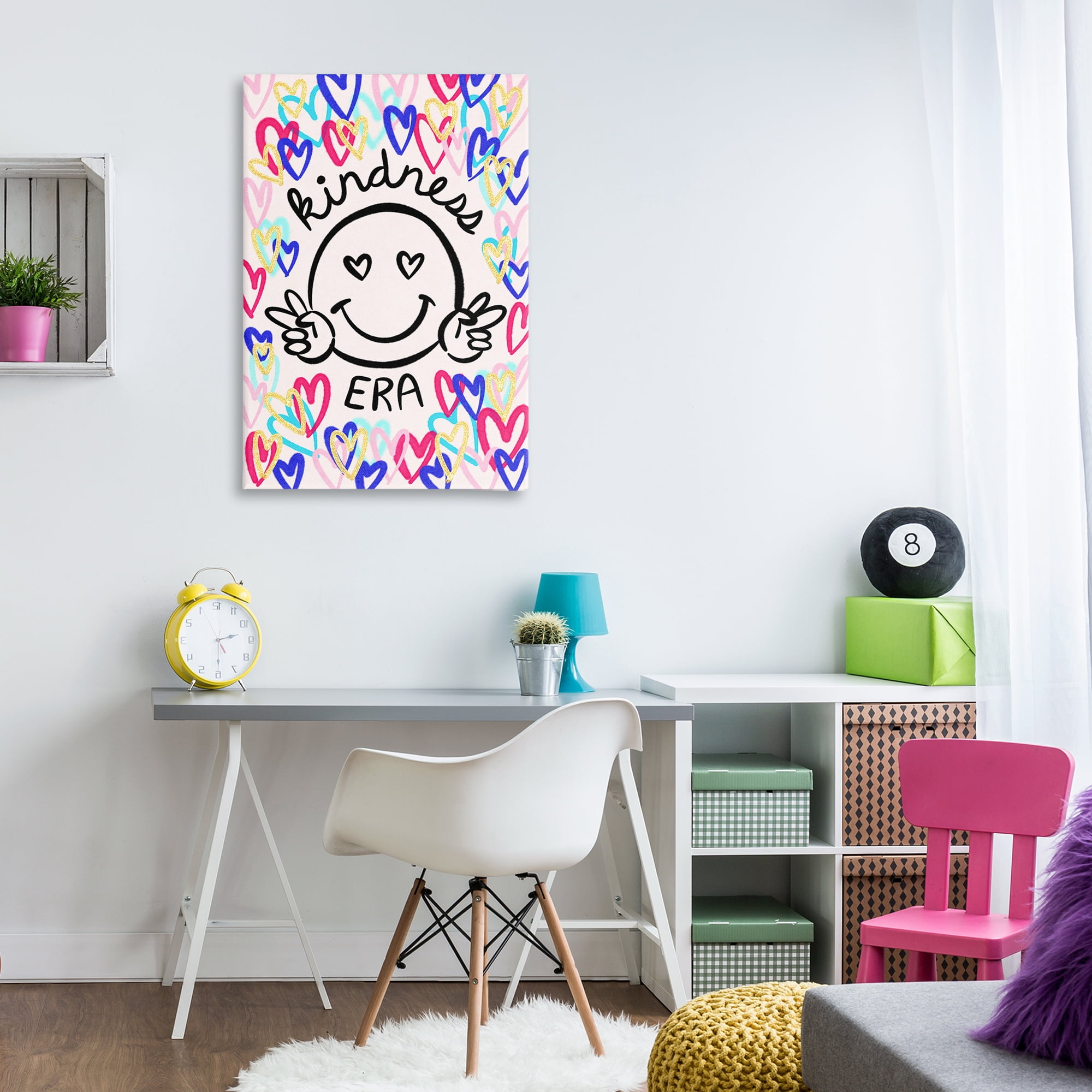 Stupell Industries Kindness Era on Hearts Typography Painting Gallery Wrapped Canvas Art Print Wall Art, 24 x 36