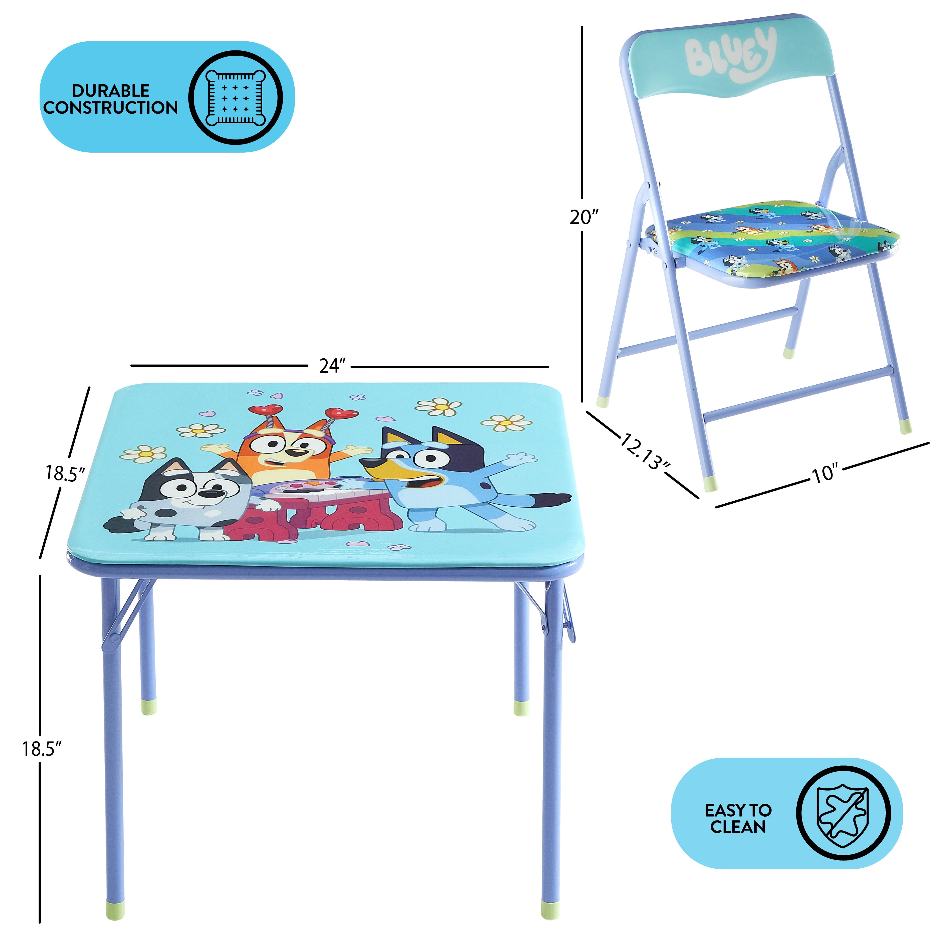 Bluey Kids' 3-Piece Table and Chairs Set, Blue