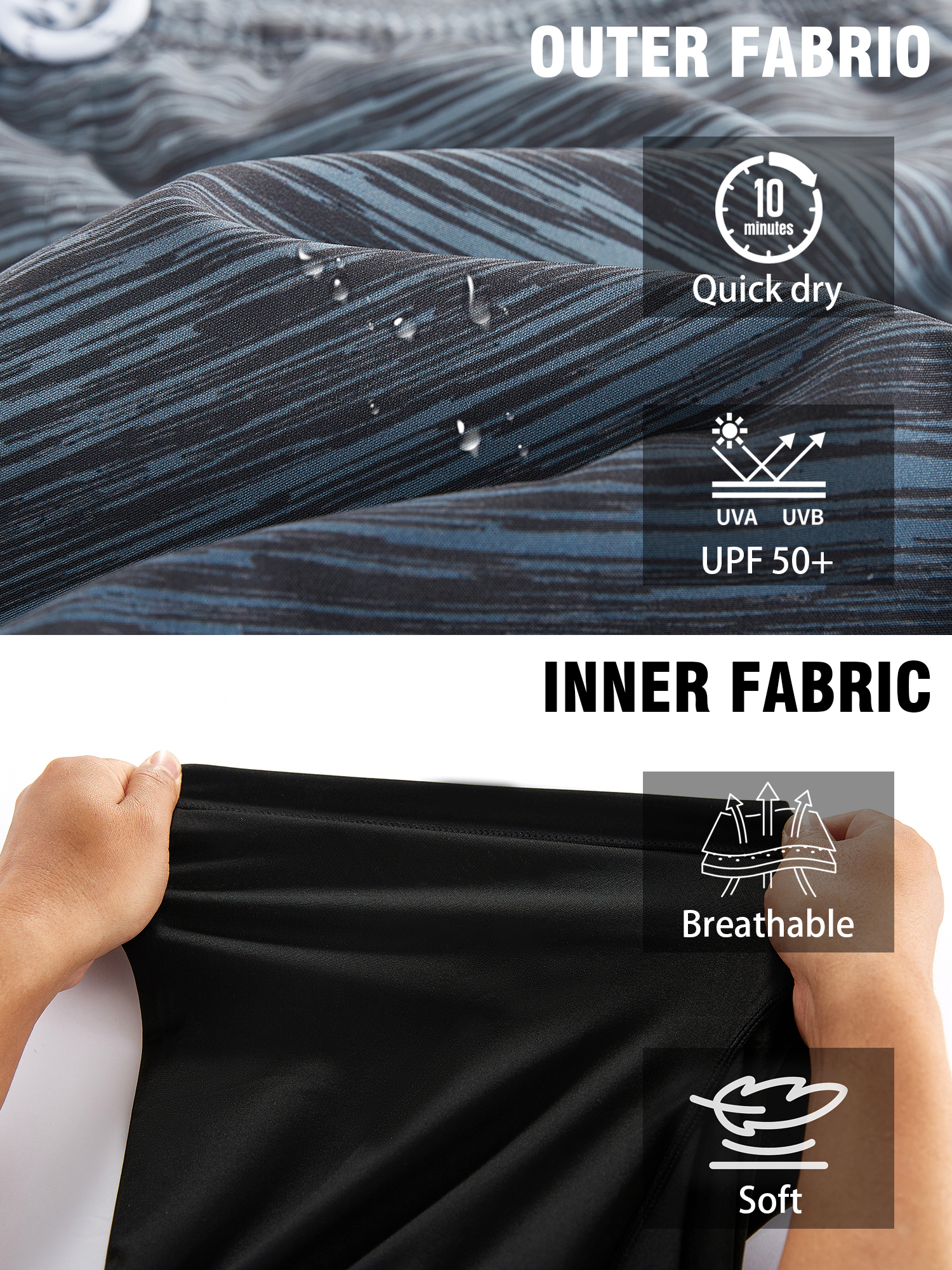 APTRO Men's Swim Trunks with Compression Liner, Gradient Gray photo 5